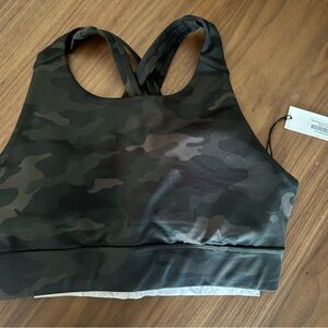 Hylete camo print Sports Bra with Racerback Design- multi- strap